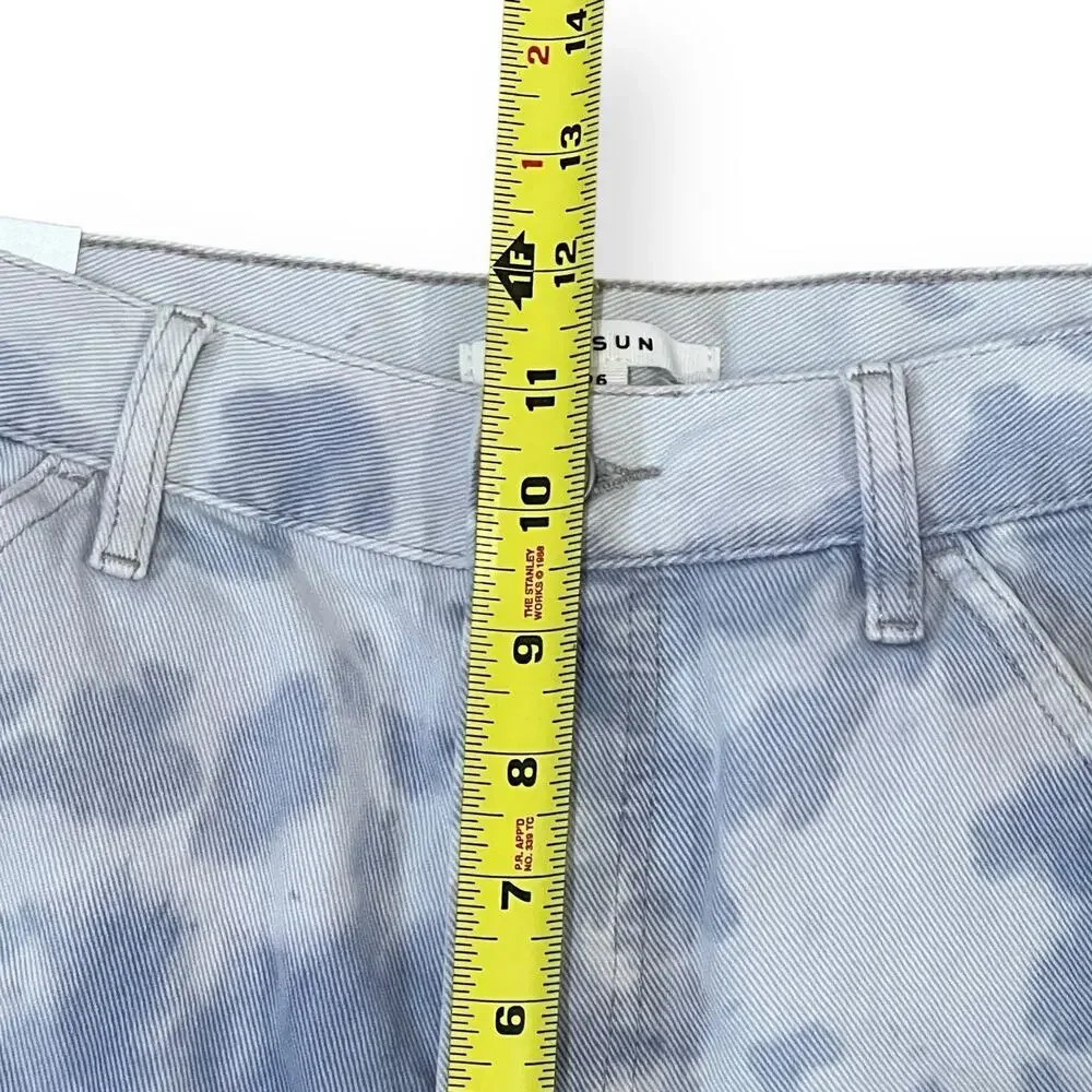 PacSun Mom Shorts 26 Tie Dye Denim Blue White Festival Boho Coastal Cowgirl